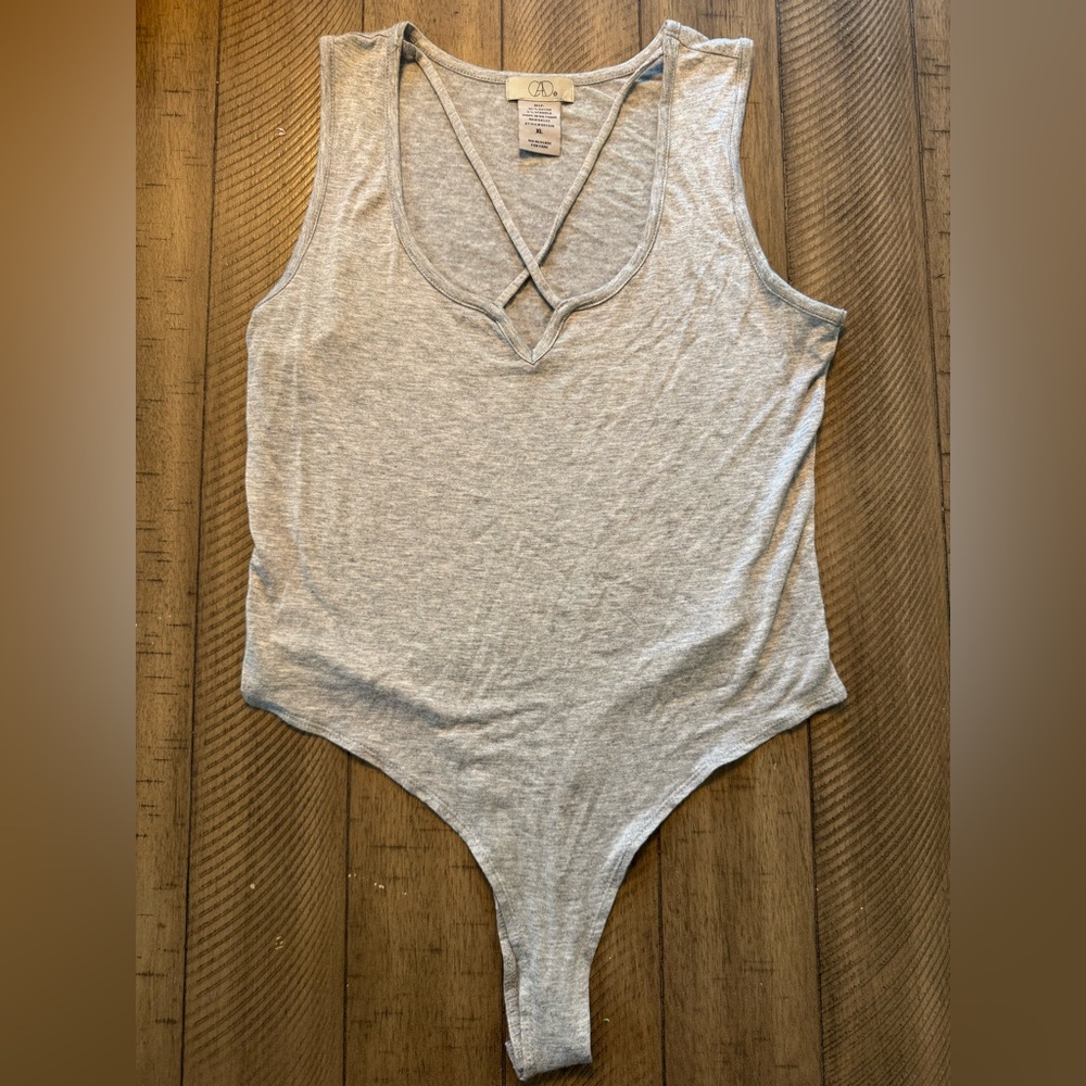 CAD Asymmetrical Gray Bodysuit with Cut Out Design XL